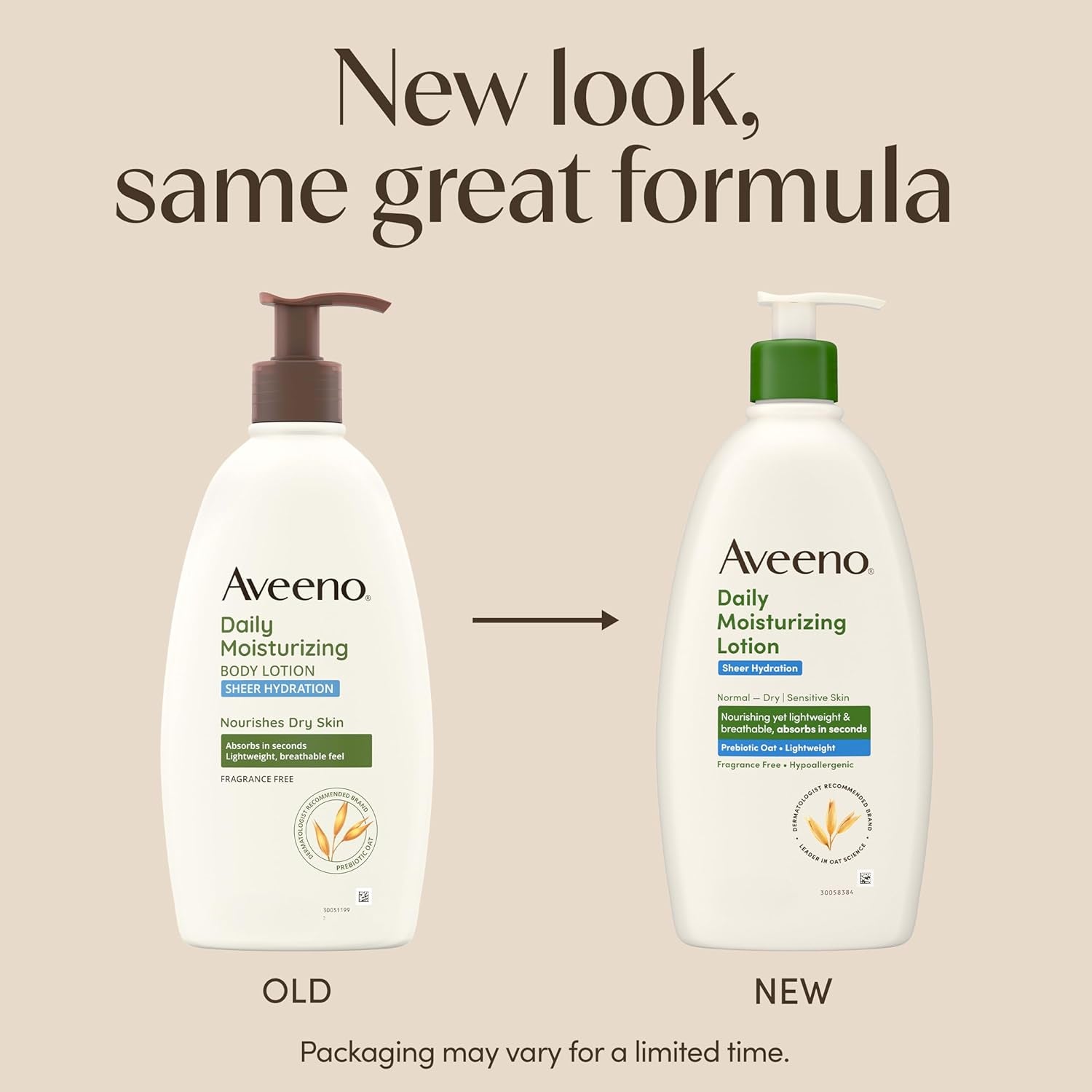 Aveeno Daily Moisturizing Sheer Hydration Fragrance-Free Lotion with Prebiotic Oat for Dry Skin, Lightweight, Non-Greasy and Fast-Absorbing Body Lotion Nourishes Skin with 48-Hour Moisture, 18 Fl Oz