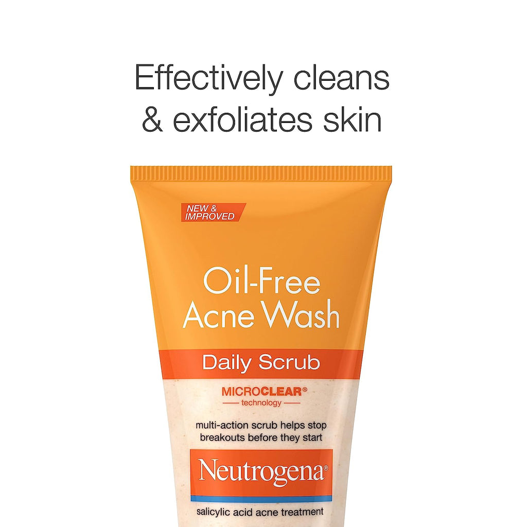 Neutrogena Oil Free Daily Acne Face Scrub, 4.2 Oz | 2% Salicylic Acid Cleanser, Daily Exfoliating Scrub & Acne Treatment, Oily Acne-Prone Skin, Clears Breakouts & Blackheads