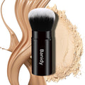 Makeup Brush Kabuki Retractable Travel Face Brushes Portable Blush Brush | Flawless for Foundation, Powder Blush, Bronzer, Buffing, Liquid, Cream, Cruelty Free with Cover(Round-Head)