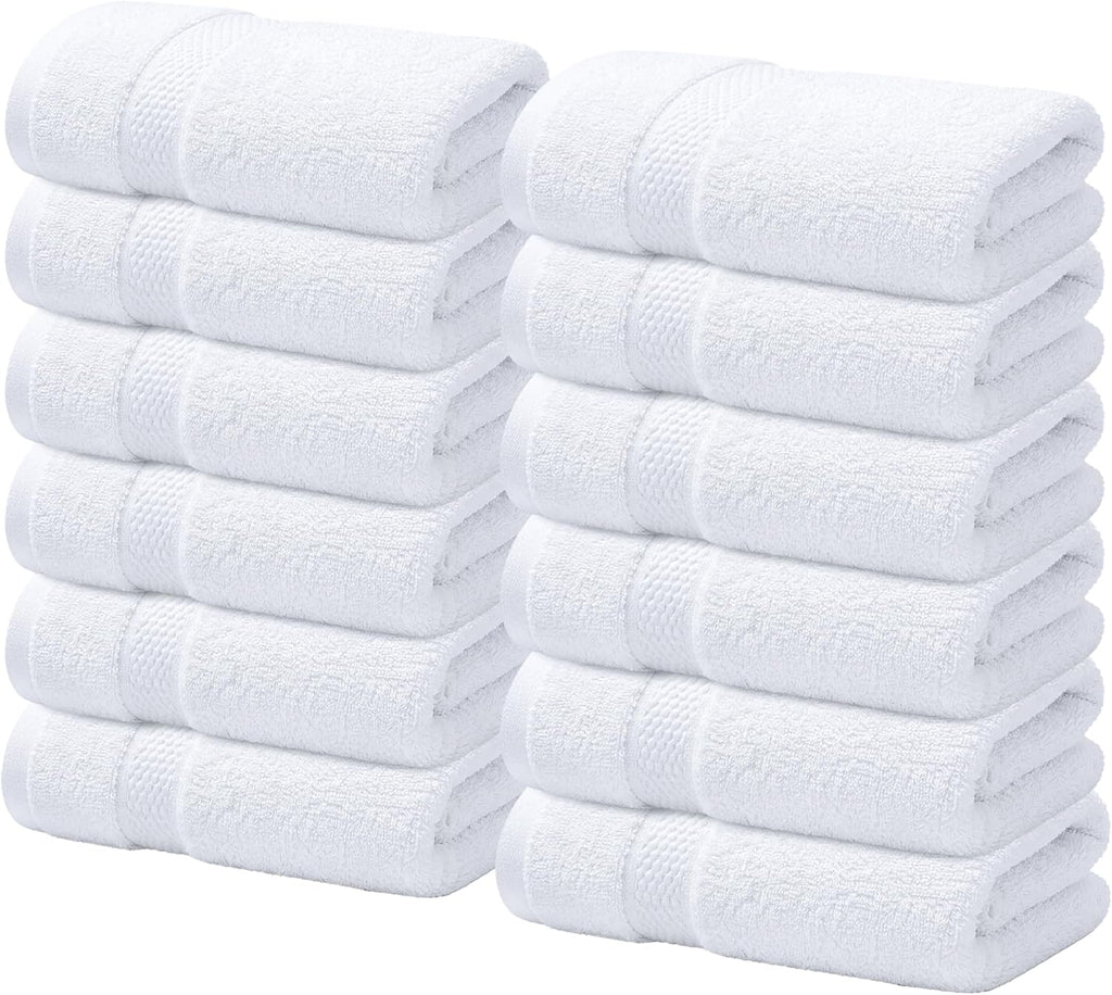 100% Cotton Luxury Wash Cloths for Showering - 12 Pack | Washcloths [13X13] - Soft and Absorbent Face Towels for Bathroom Wash Clothes - Gym, Spa & Hotel Use