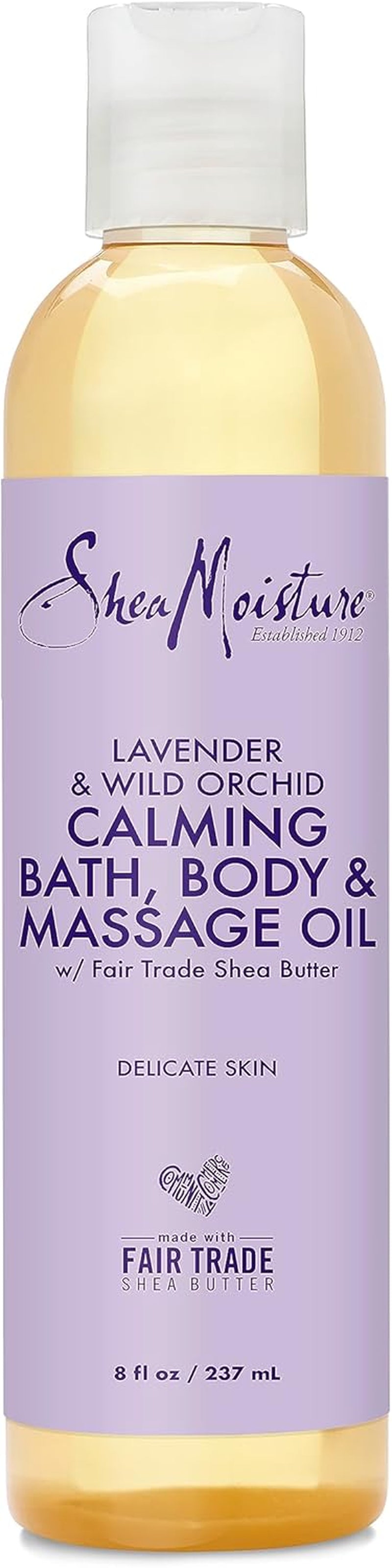 Sheamoisture Bath, Body and Massage Oil Lavender Wild Orchid Calming Moisturizer for Sensitive Skin 8 Oz | for Sensitive Skin - Calms and Moisturizes with Lavender and Wild Orchid Oils.