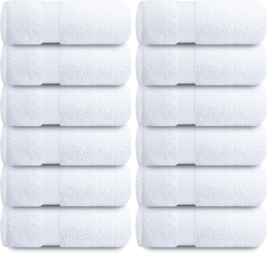 100% Cotton Luxury Wash Cloths for Showering - 12 Pack | Washcloths [13X13] - Soft and Absorbent Face Towels for Bathroom Wash Clothes - Gym, Spa & Hotel Use