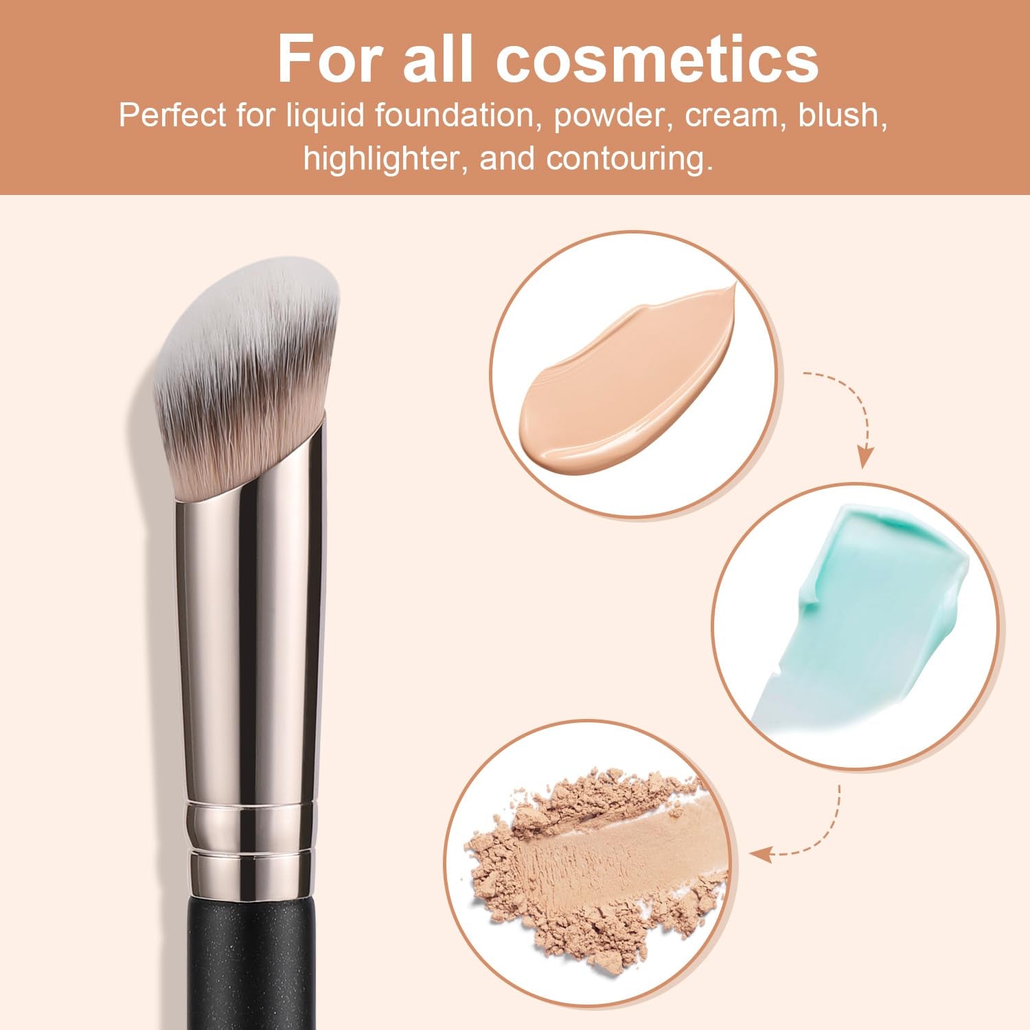 270S under Eye Concealer Brush, Mid-Size Angled Blending Brush | Dark Circle Coverage, Spot Correcting, Nose and Brow Bone Contour, Liquid Cream Powder. Soft Synthetic, No Shedding