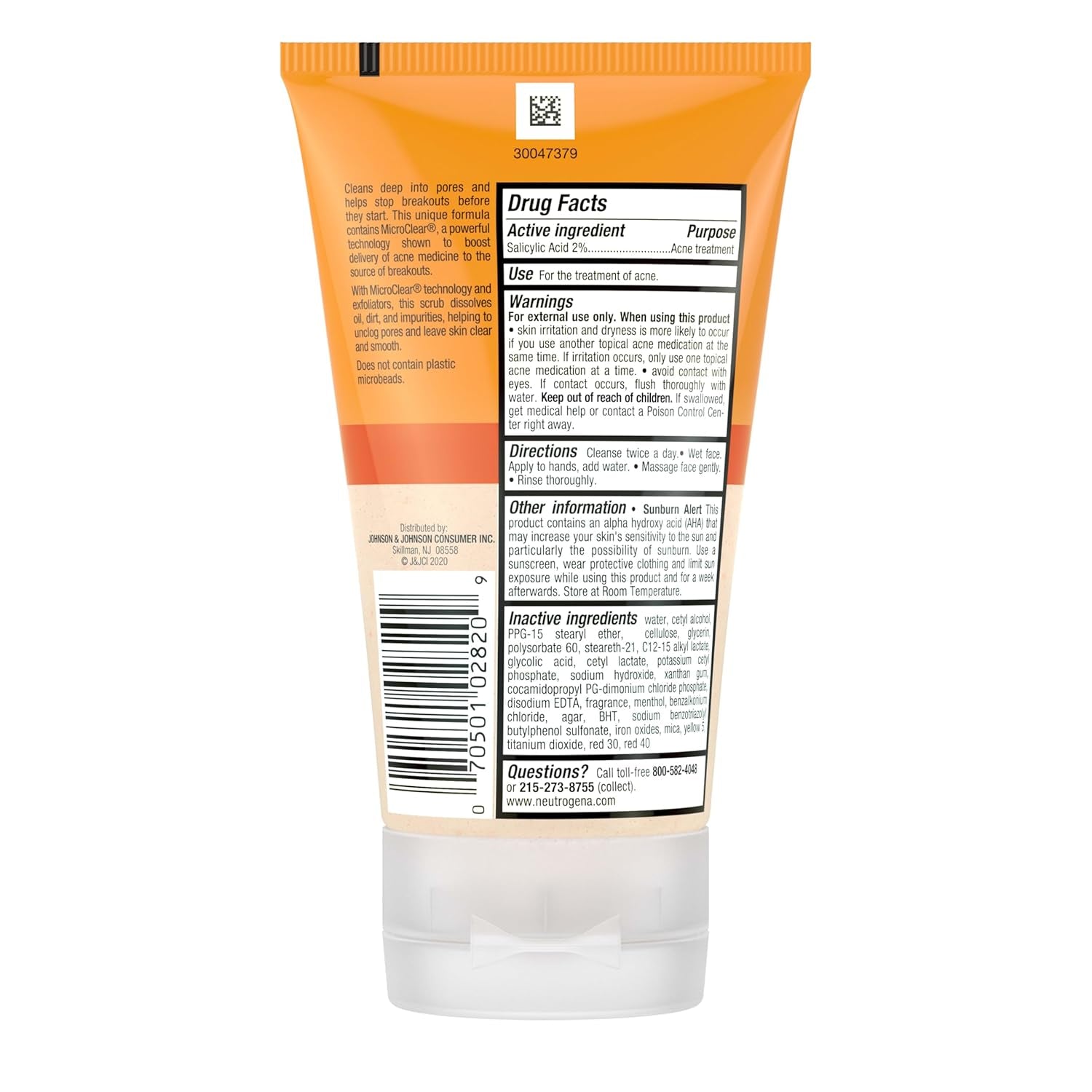 Neutrogena Oil Free Daily Acne Face Scrub, 4.2 Oz | 2% Salicylic Acid Cleanser, Daily Exfoliating Scrub & Acne Treatment, Oily Acne-Prone Skin, Clears Breakouts & Blackheads