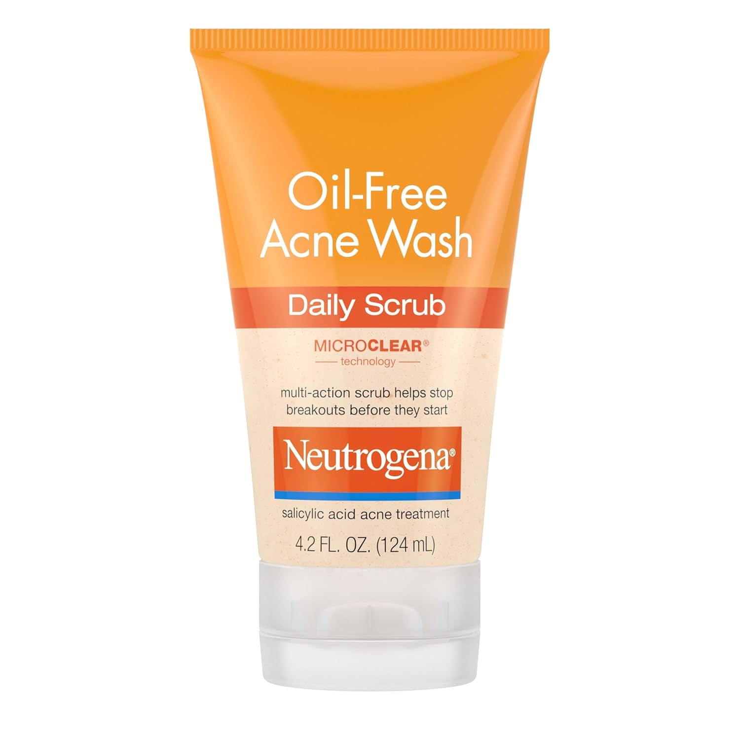 Neutrogena Oil Free Daily Acne Face Scrub, 4.2 Oz | 2% Salicylic Acid Cleanser, Daily Exfoliating Scrub & Acne Treatment, Oily Acne-Prone Skin, Clears Breakouts & Blackheads