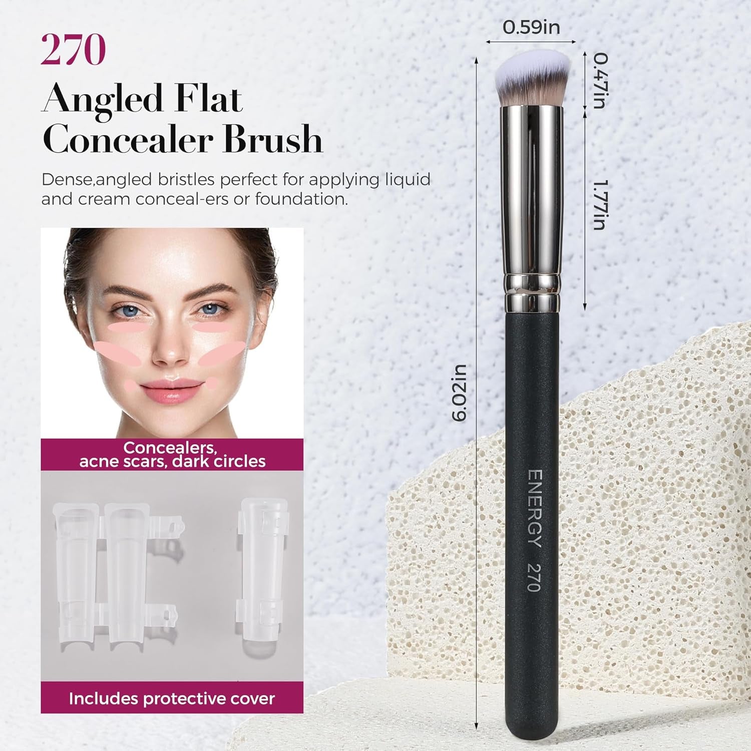 Foundation Brushes Set Professional under Eye Concealer Brushes Perfect for Blending Liquid Cream or Flawless Powder Cosmetics Buffing Stippling Concealer Premium Synthetic Bristles