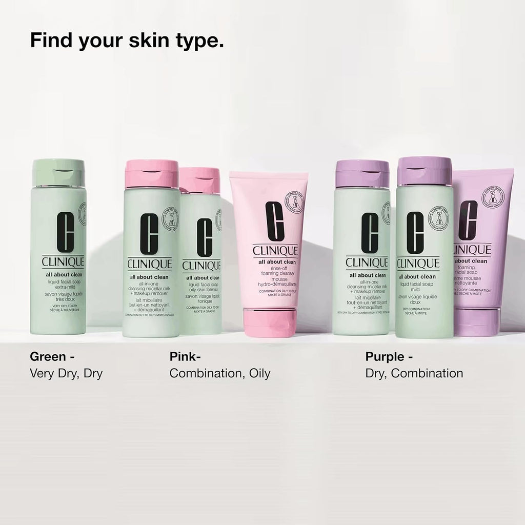 Clinique All about Clean Liquid Facial Soap Mild | Gentle Face Cleanser for Dry Combination Skin | Type 2 Face Wash | Step 1 in 3-Step Skin Care Routine