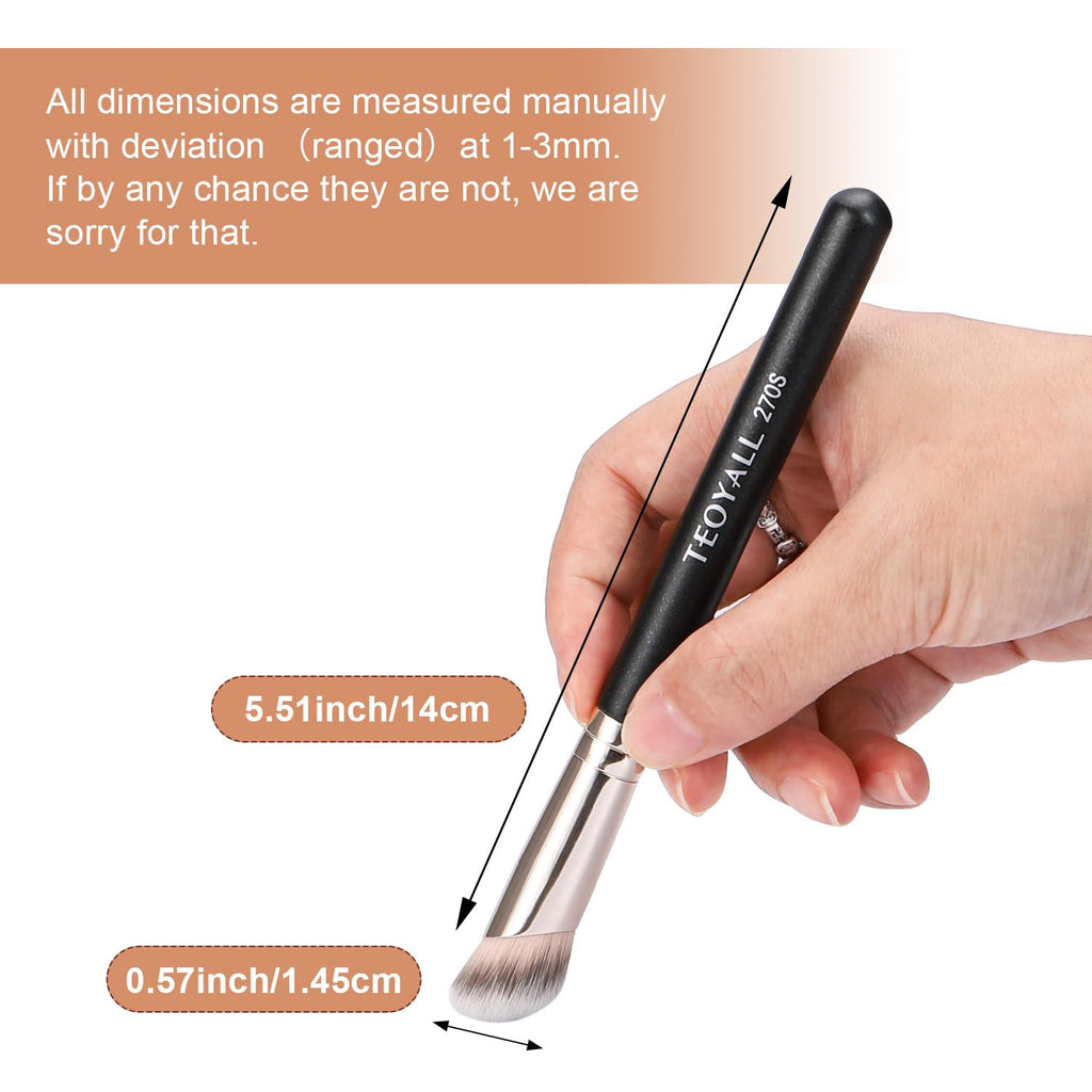 270S under Eye Concealer Brush, Mid-Size Angled Blending Brush | Dark Circle Coverage, Spot Correcting, Nose and Brow Bone Contour, Liquid Cream Powder. Soft Synthetic, No Shedding